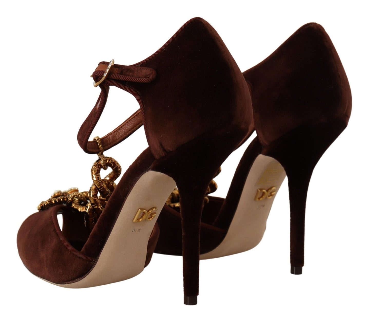 Dolce &amp; Gabbana Marron Coppar Devotion Heart Sandales Chaussures