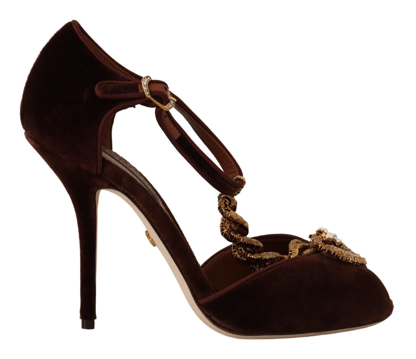 Dolce &amp; Gabbana Marron Coppar Devotion Heart Sandales Chaussures