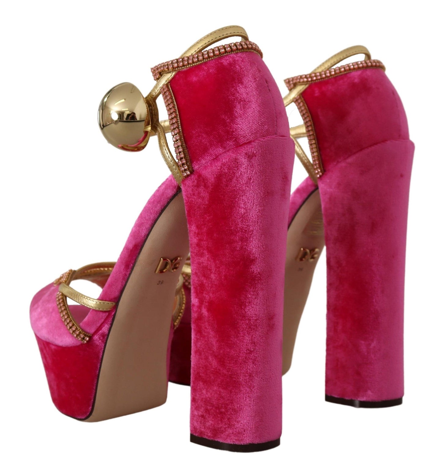 Dolce &amp; Gabbana Rose Velours Cristal Bride À La Cheville Sandales Chaussures