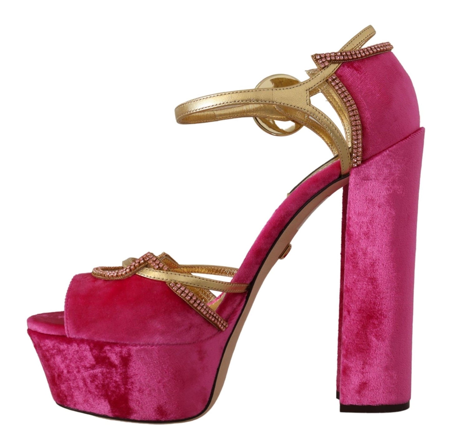 Dolce &amp; Gabbana Rose Velours Cristal Bride À La Cheville Sandales Chaussures