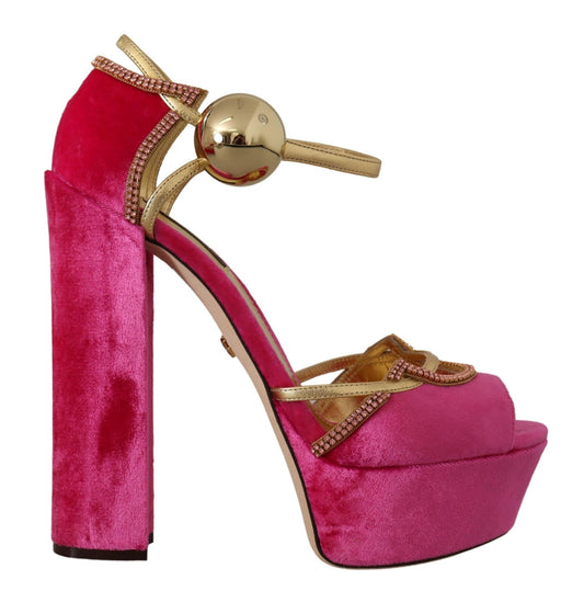 Dolce &amp; Gabbana Rose Velours Cristal Bride À La Cheville Sandales Chaussures