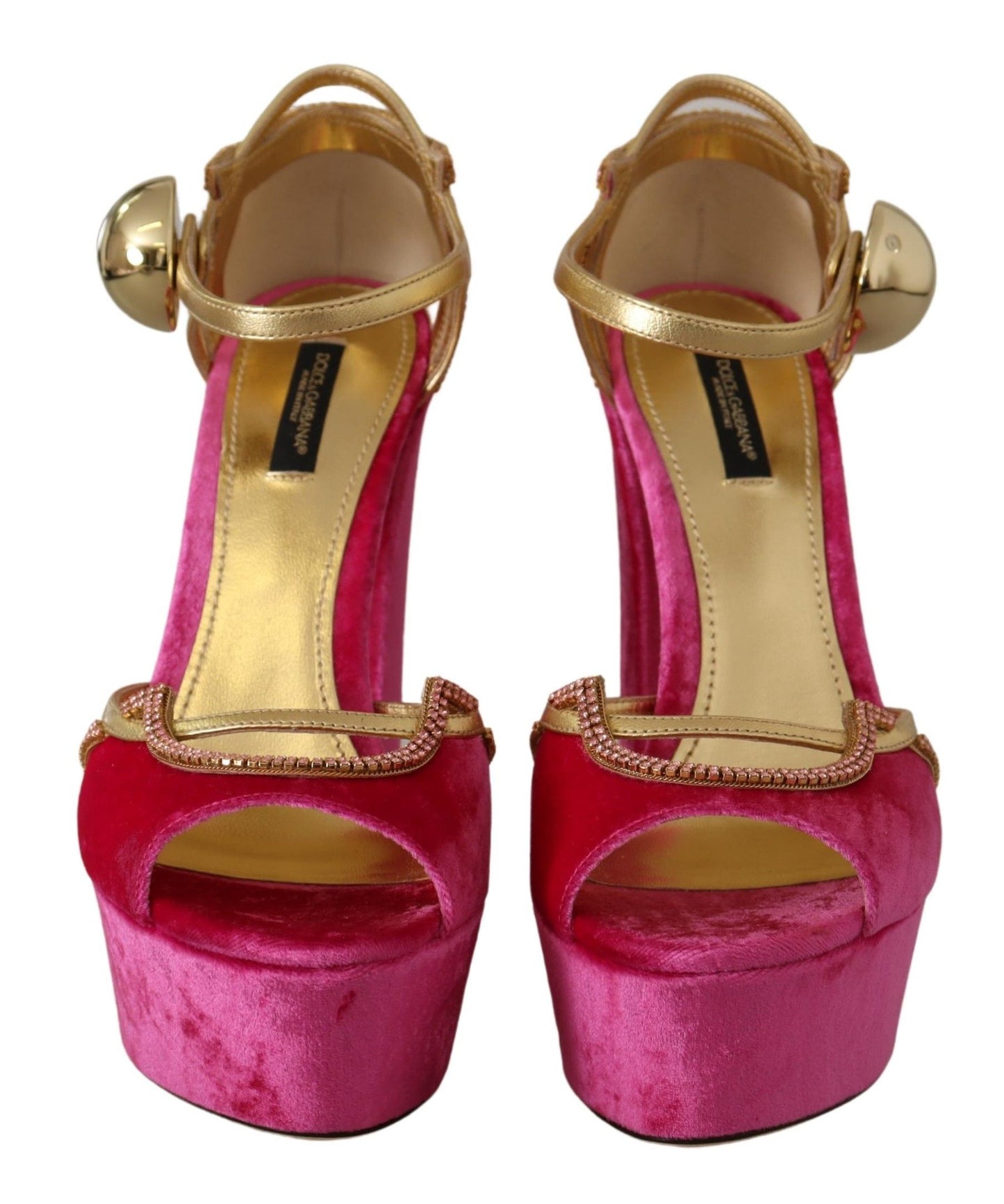 Dolce &amp; Gabbana Rose Velours Cristal Bride À La Cheville Sandales Chaussures