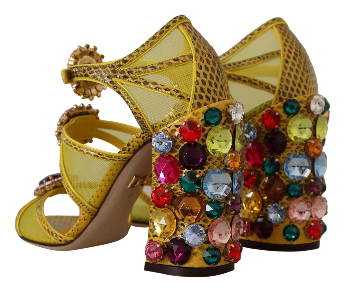 Dolce &amp; Gabbana Sandales Ayers en cuir jaune et cristal