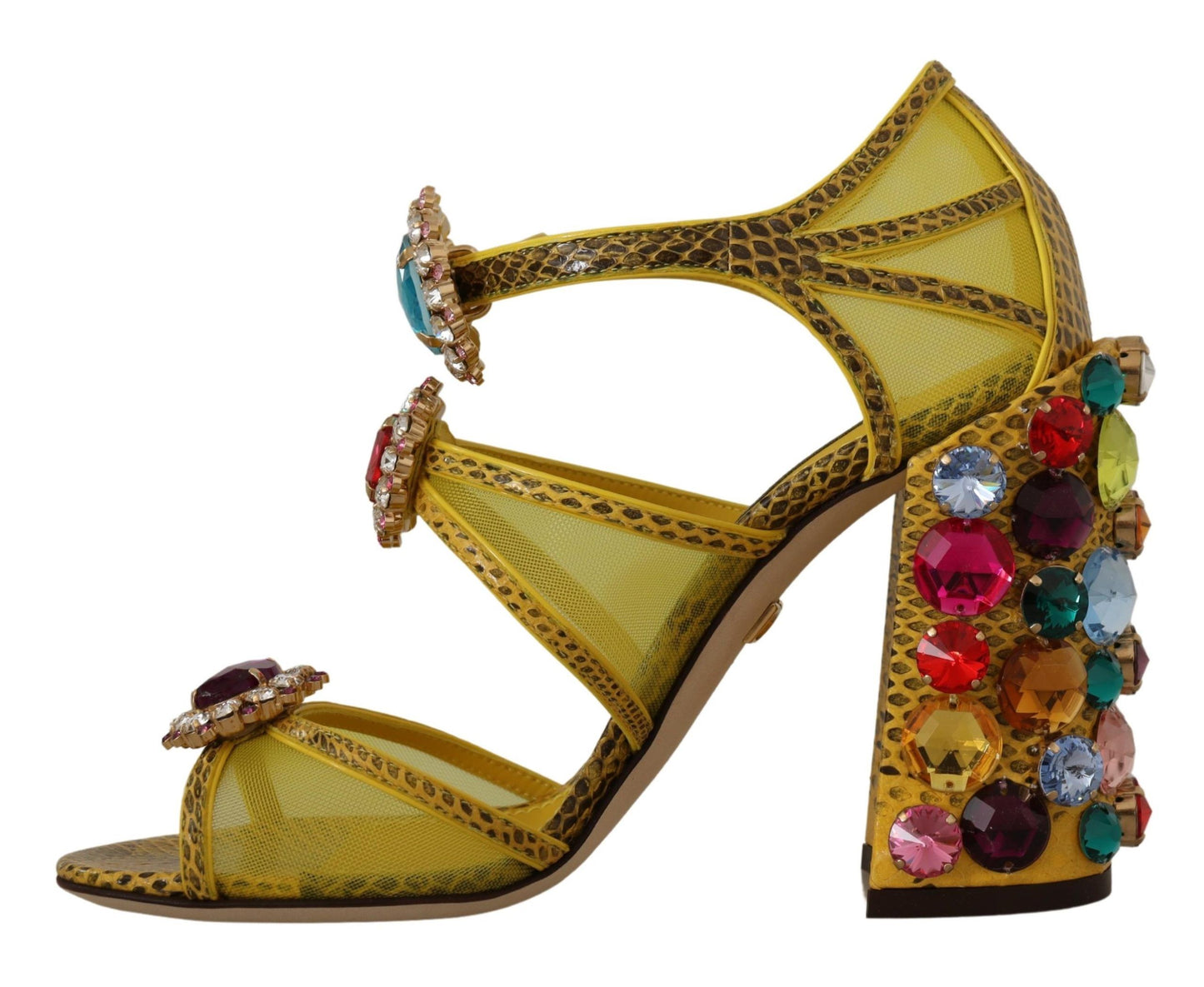 Dolce &amp; Gabbana Sandales Ayers en cuir jaune et cristal