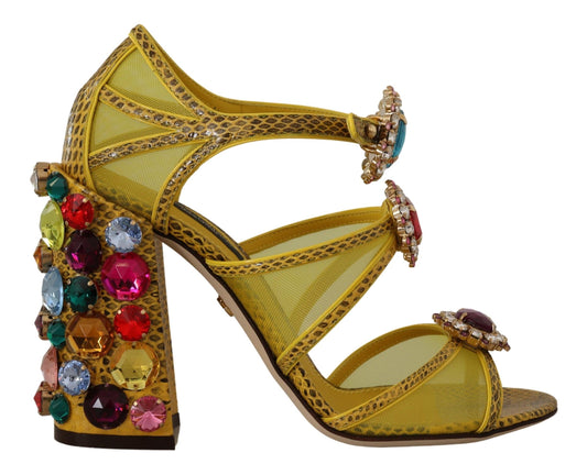 Dolce &amp; Gabbana Sandales Ayers en cuir jaune et cristal