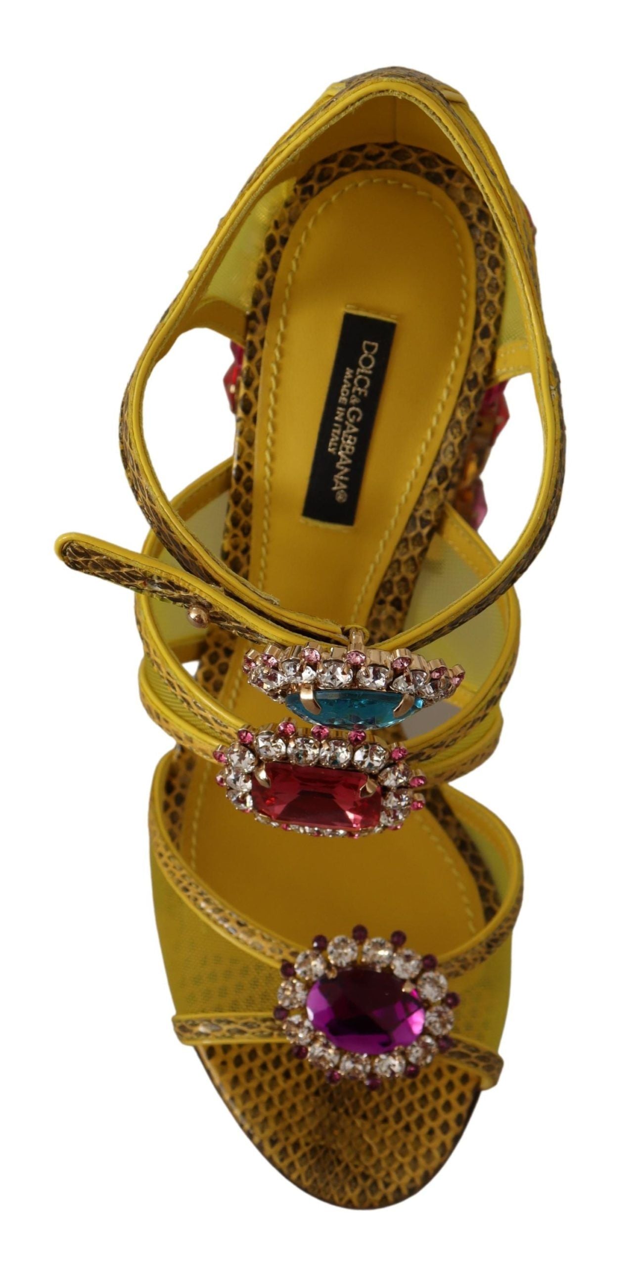 Dolce &amp; Gabbana Sandales Ayers en cuir jaune et cristal