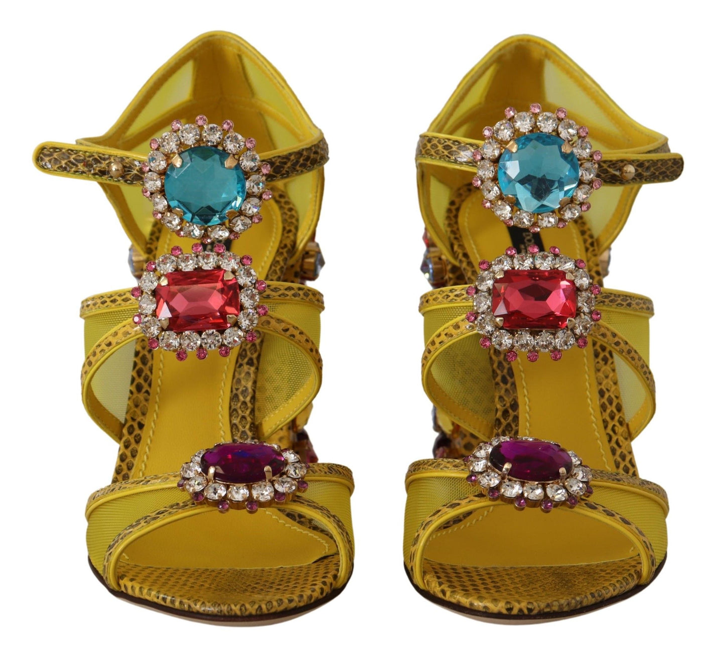 Dolce &amp; Gabbana Sandales Ayers en cuir jaune et cristal