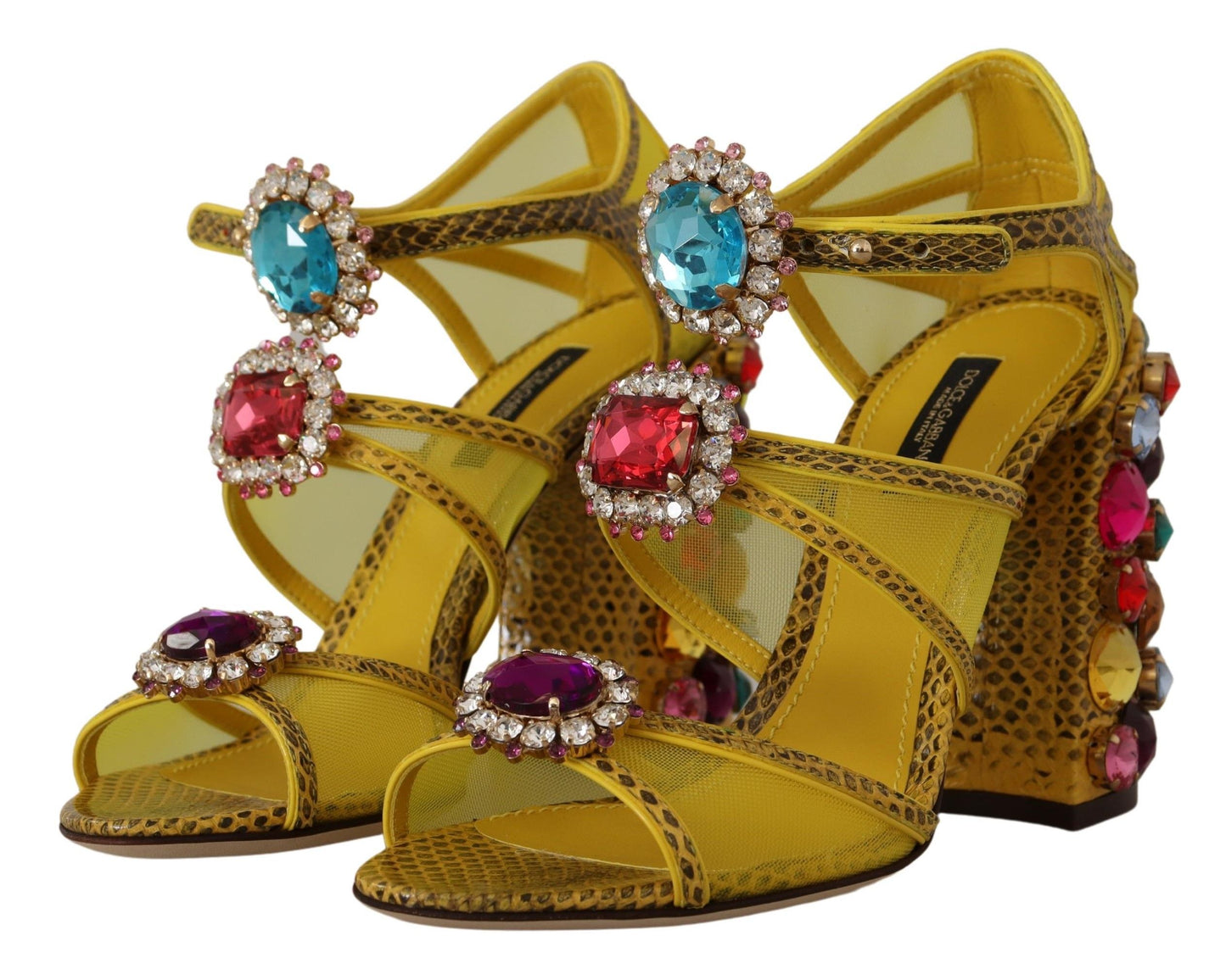 Dolce &amp; Gabbana Sandales Ayers en cuir jaune et cristal