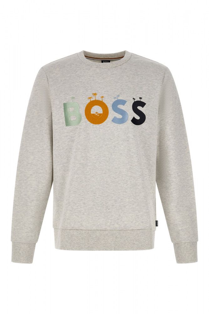 Graues Hugo Boss-Sweatshirt aus Baumwolle mit Logodetails