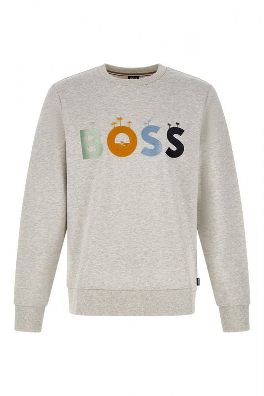 Hugo Boss Sweat-shirt gris en coton avec détails logo