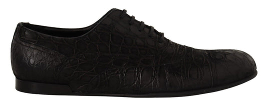 Dolce &amp; Gabbana Chaussures Oxford en cuir noir Caiman pour hommes