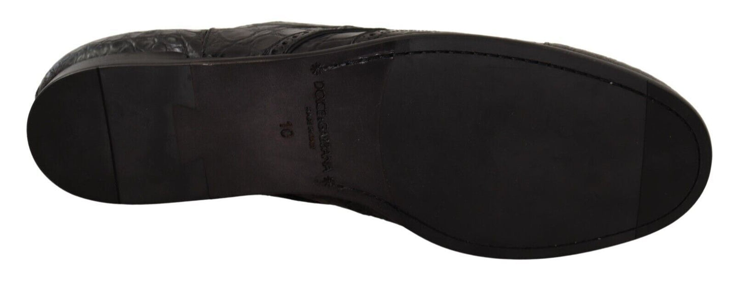 Dolce &amp; Gabbana Chaussures derby en cuir noir Caiman pour hommes