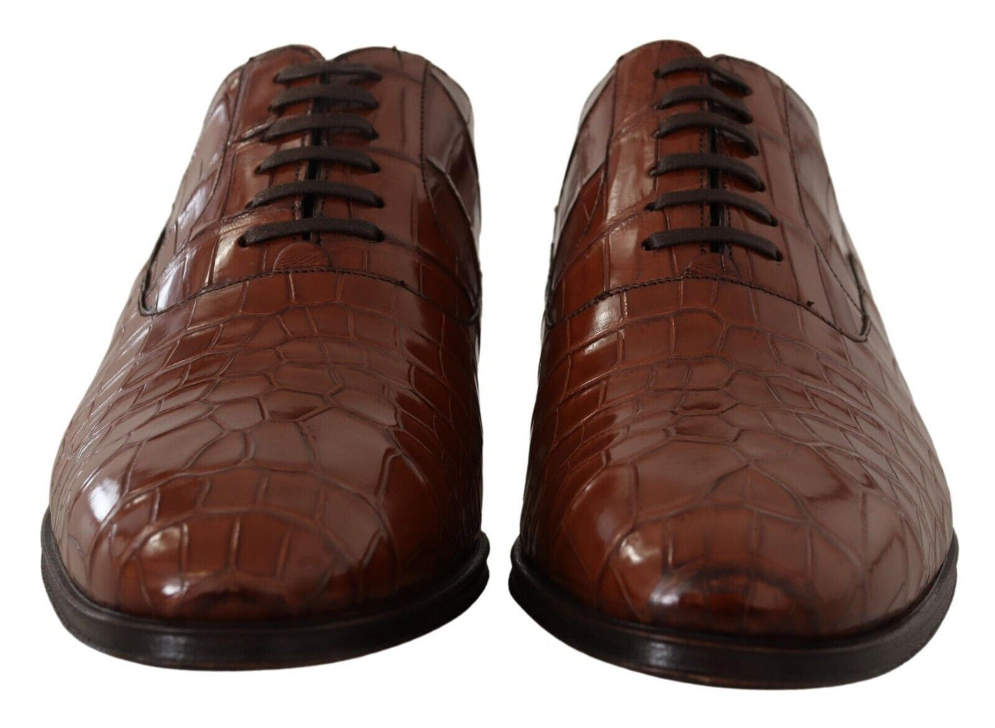 Dolce &amp; Gabbana Chaussures derby formelles en cuir de crocodile marron pour hommes