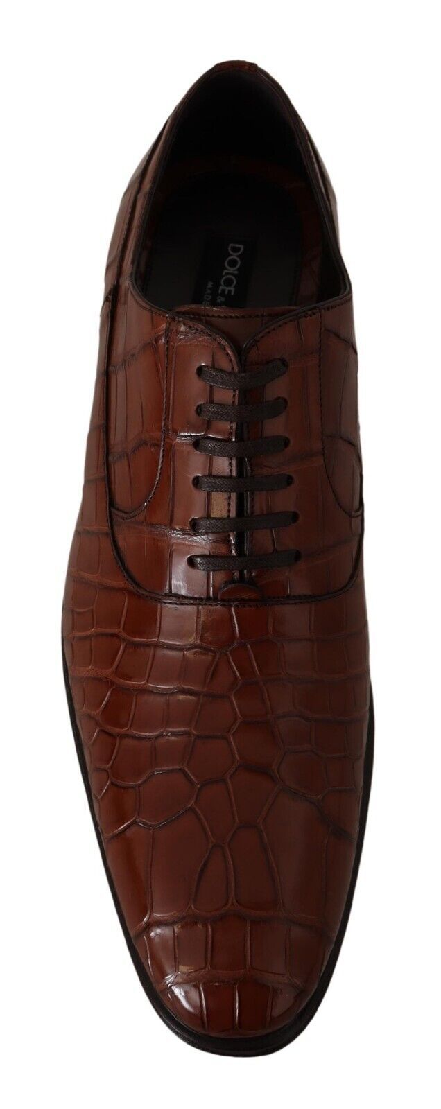 Dolce &amp; Gabbana Chaussures derby formelles en cuir de crocodile marron pour hommes