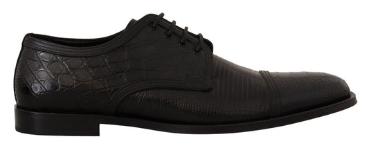 Dolce &amp; Gabbana Chaussures Derby formelles à lacets en cuir exotique noir