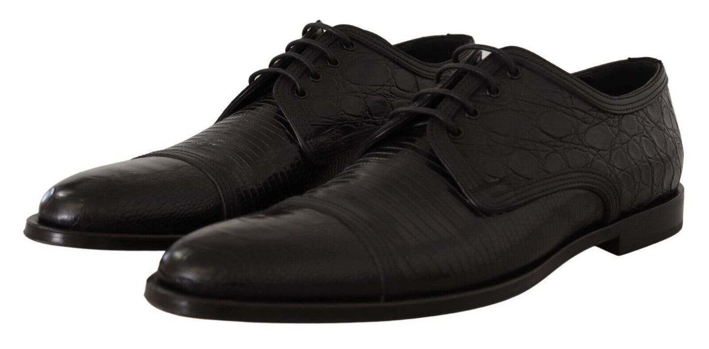 Dolce &amp; Gabbana Chaussures Derby formelles à lacets en cuir exotique noir