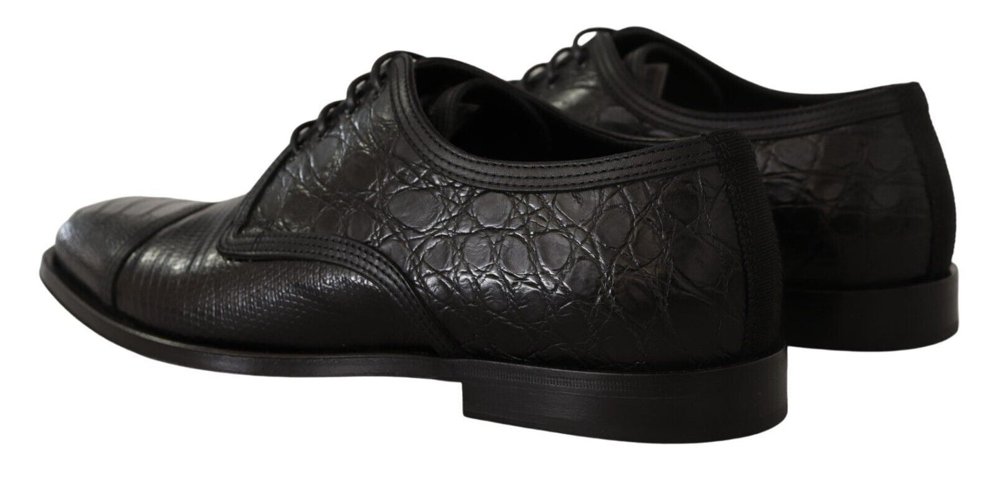 Dolce &amp; Gabbana Chaussures Derby formelles à lacets en cuir exotique noir