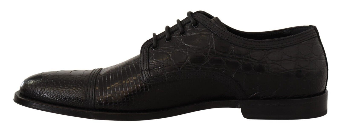 Dolce &amp; Gabbana Chaussures Derby formelles à lacets en cuir exotique noir