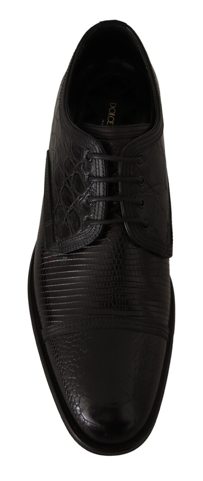 Dolce &amp; Gabbana Chaussures Derby formelles à lacets en cuir exotique noir