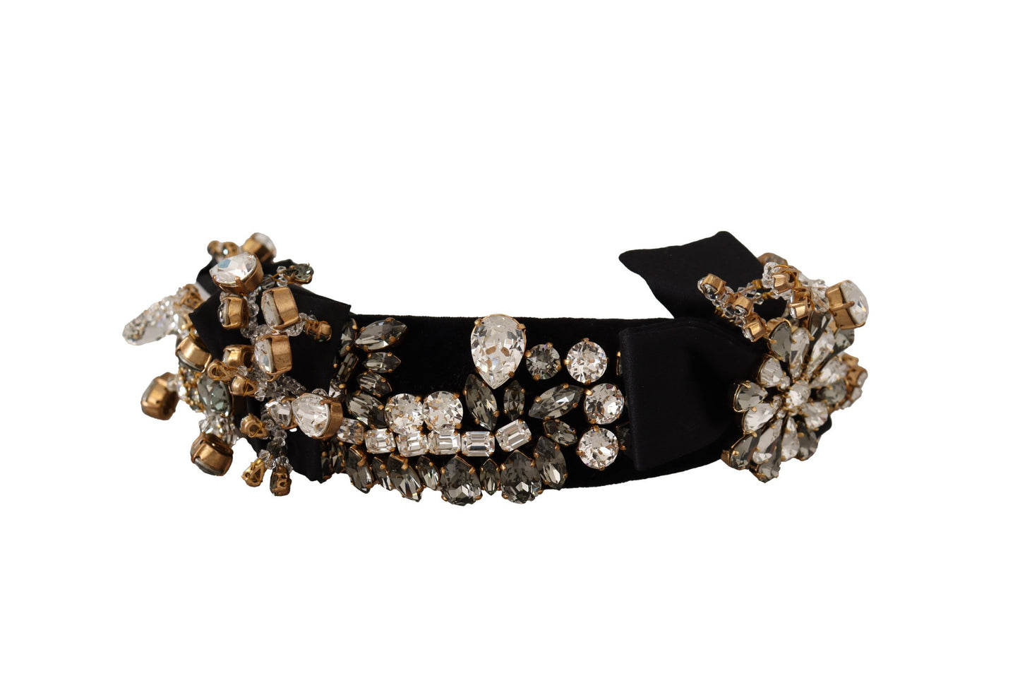 Dolce &amp; Gabbana Fiocco-Diadem-Stirnband aus klarer, mit Kristallen verzierter Seide