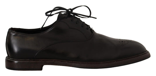 Dolce &amp; Gabbana Chaussures Derby à lacets en cuir noir pour hommes