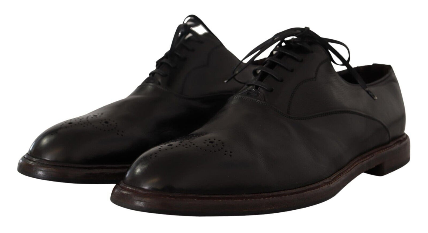 Dolce &amp; Gabbana Herren-Derby-Schuhe aus schwarzem Leder zum Schnüren