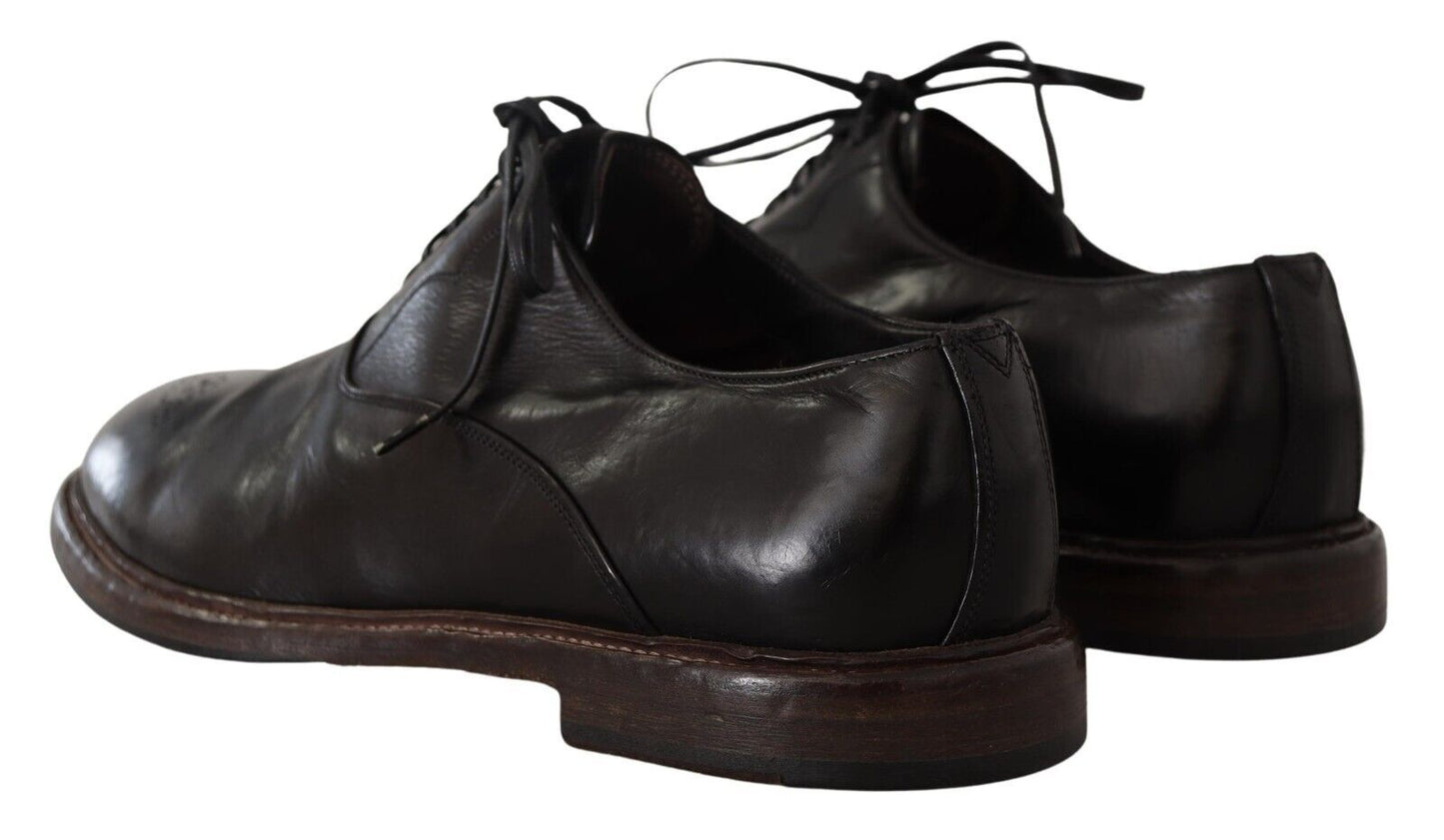 Dolce &amp; Gabbana Chaussures Derby à lacets en cuir noir pour hommes