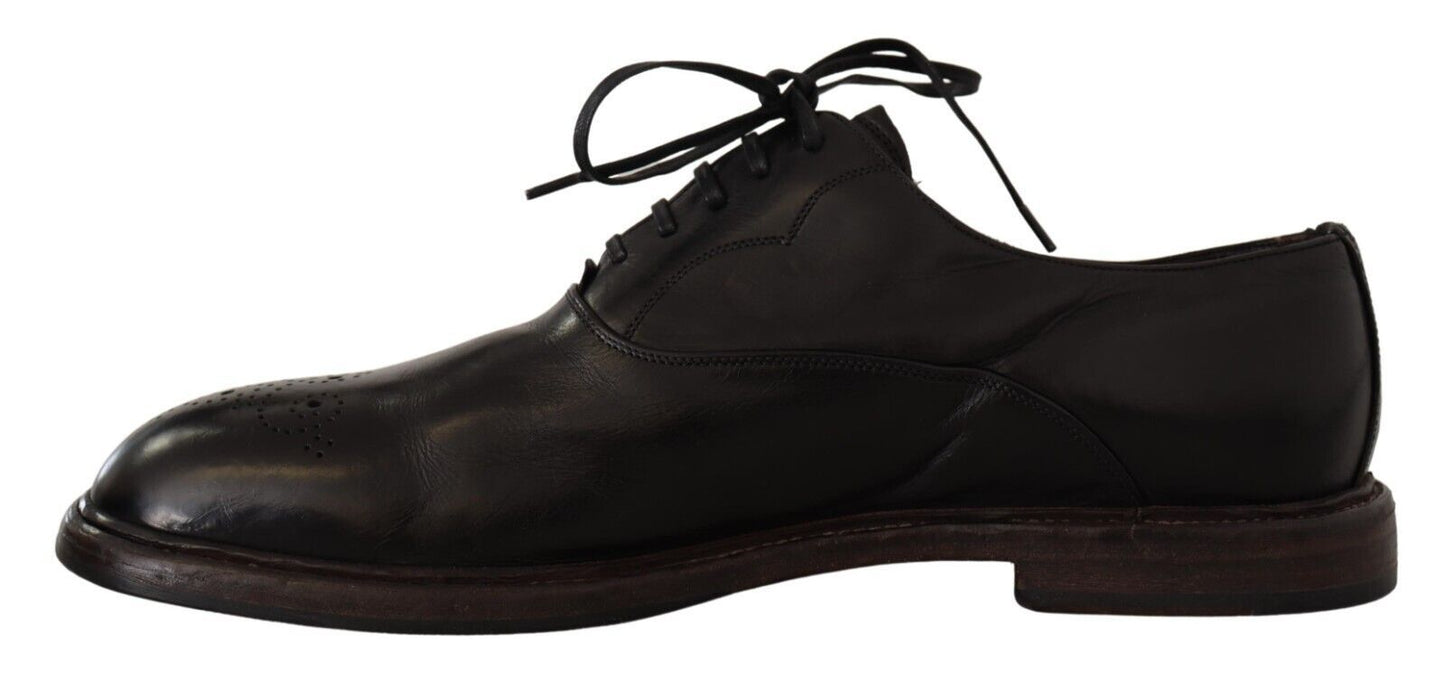 Dolce &amp; Gabbana Herren-Derby-Schuhe aus schwarzem Leder zum Schnüren