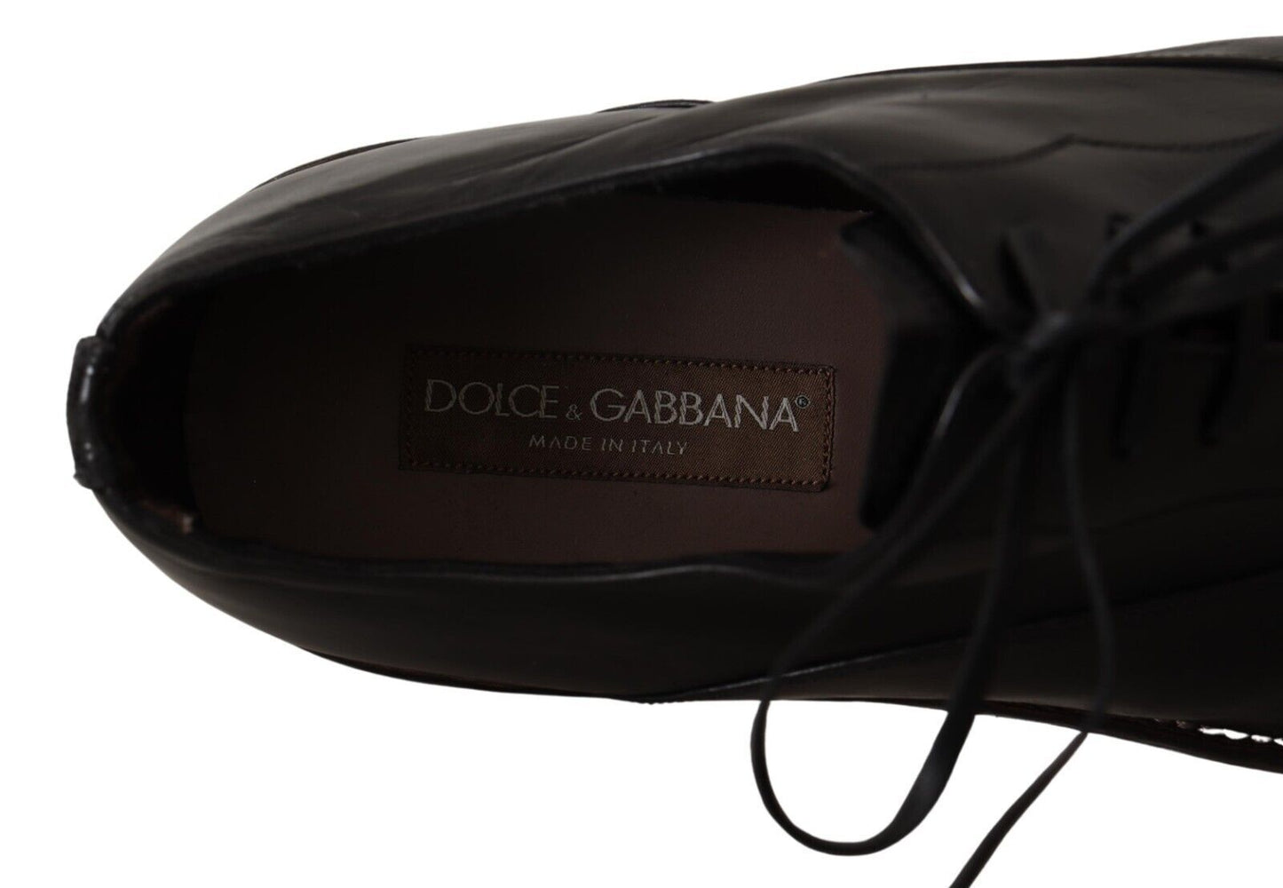 Dolce &amp; Gabbana Chaussures Derby à lacets en cuir noir pour hommes