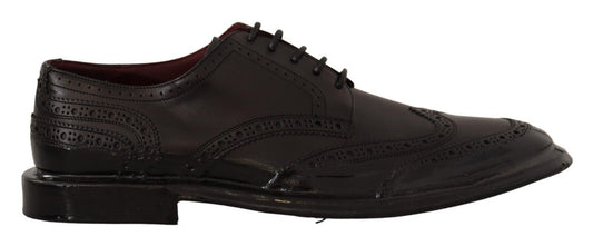 Dolce &amp; Gabbana formelle Oxford-Derby-Schuhe mit Flügelspitze aus schwarzem Leder