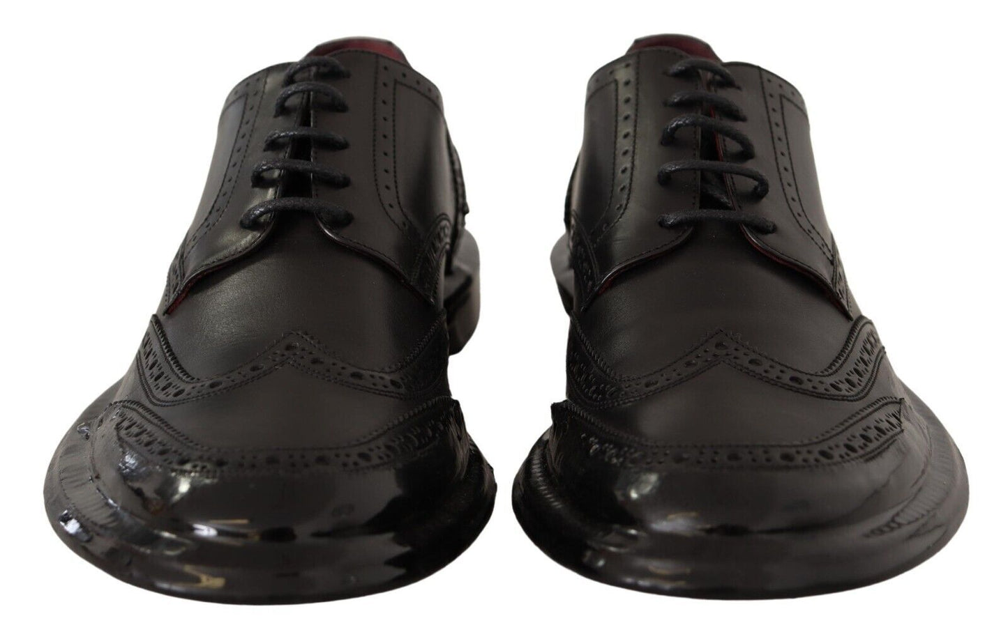 Dolce &amp; Gabbana Chaussures Derby formelles en cuir noir Oxford Wingtip