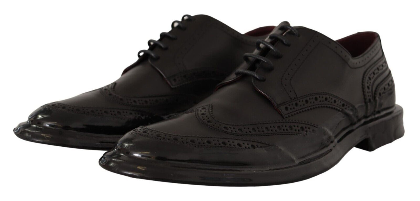 Dolce &amp; Gabbana Chaussures Derby formelles en cuir noir Oxford Wingtip