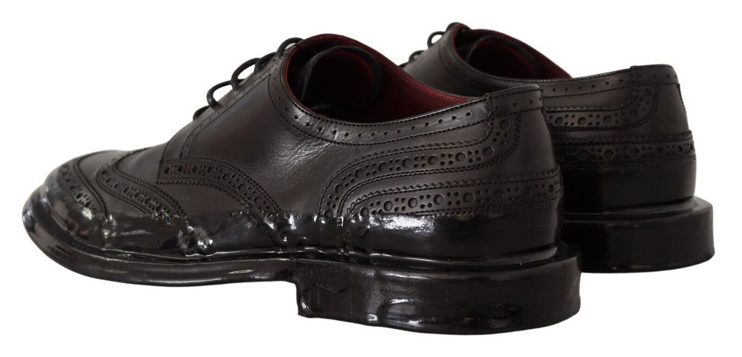 Dolce &amp; Gabbana Chaussures Derby formelles en cuir noir Oxford Wingtip