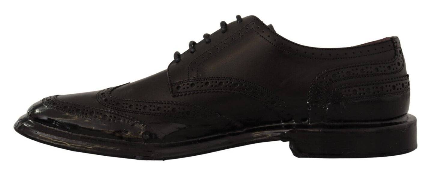 Dolce &amp; Gabbana Chaussures Derby formelles en cuir noir Oxford Wingtip