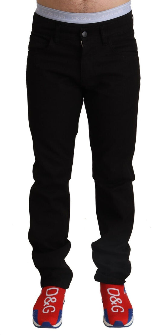 Dolce &amp; Gabbana Pantalon droit en coton noir pour hommes Jeans STAFF