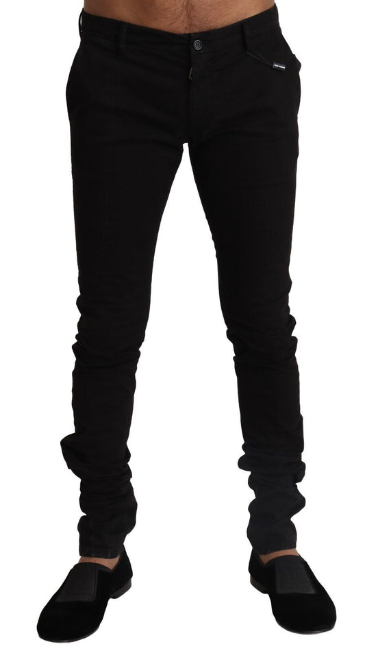 Dolce &amp; Gabbana Pantalon skinny stretch en coton noir coupe slim