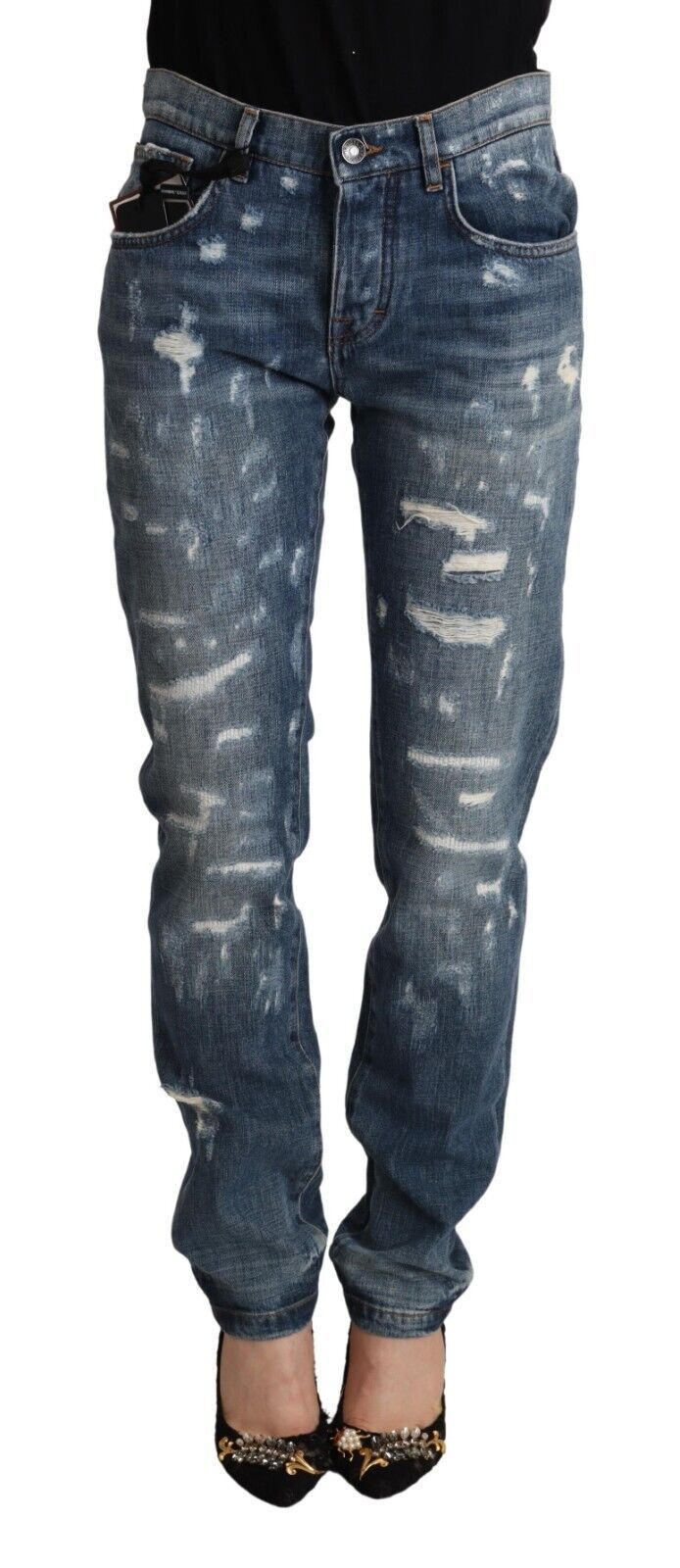 Dolce &amp; Gabbana Jean skinny en denim vieilli bleu BOYFRIEND