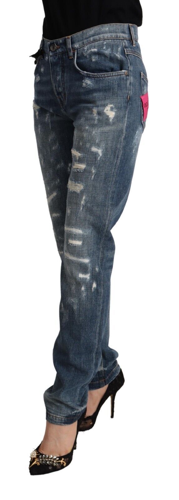 Dolce &amp; Gabbana Jean skinny en denim vieilli bleu BOYFRIEND