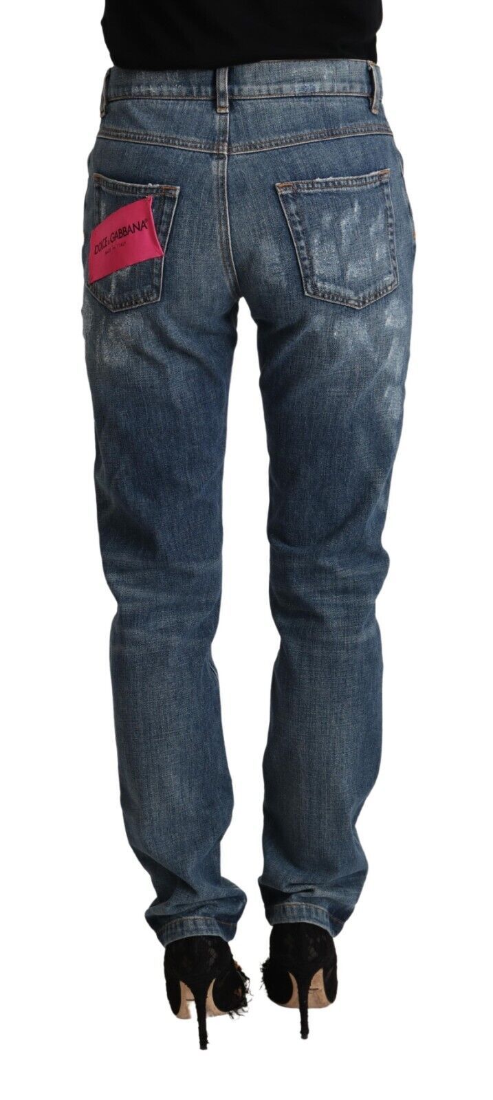 Dolce &amp; Gabbana Jean skinny en denim vieilli bleu BOYFRIEND