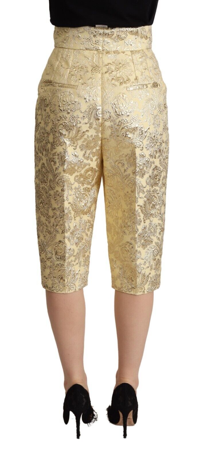 Dolce &amp; Gabbana Pantalon court taille haute en brocart fleuri beige