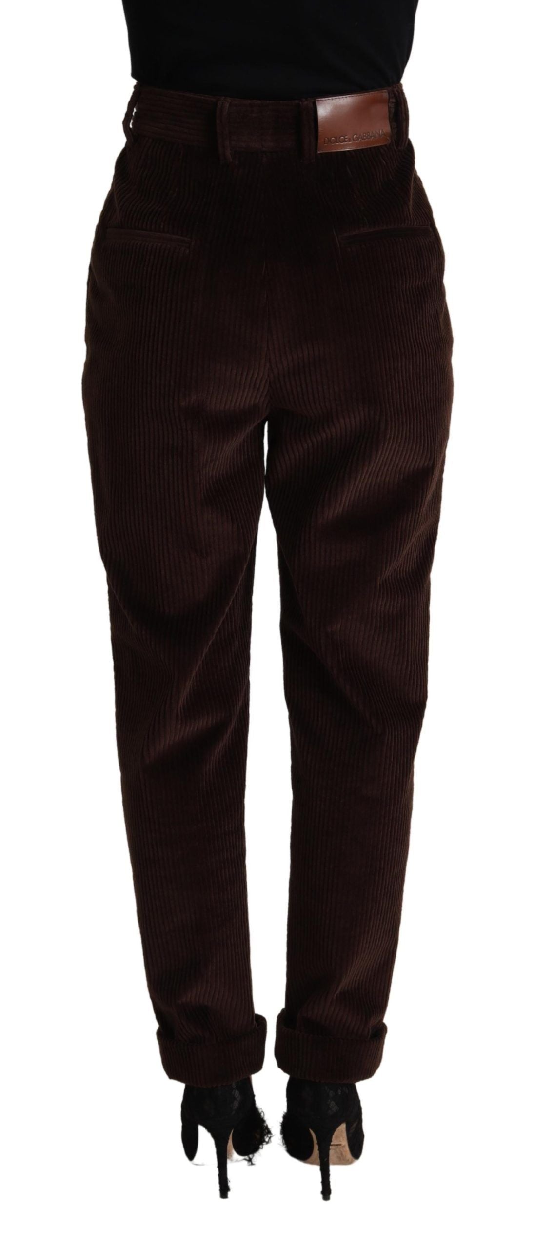 Dolce &amp; Gabbana Pantalon fuselé en coton velours côtelé bordeaux