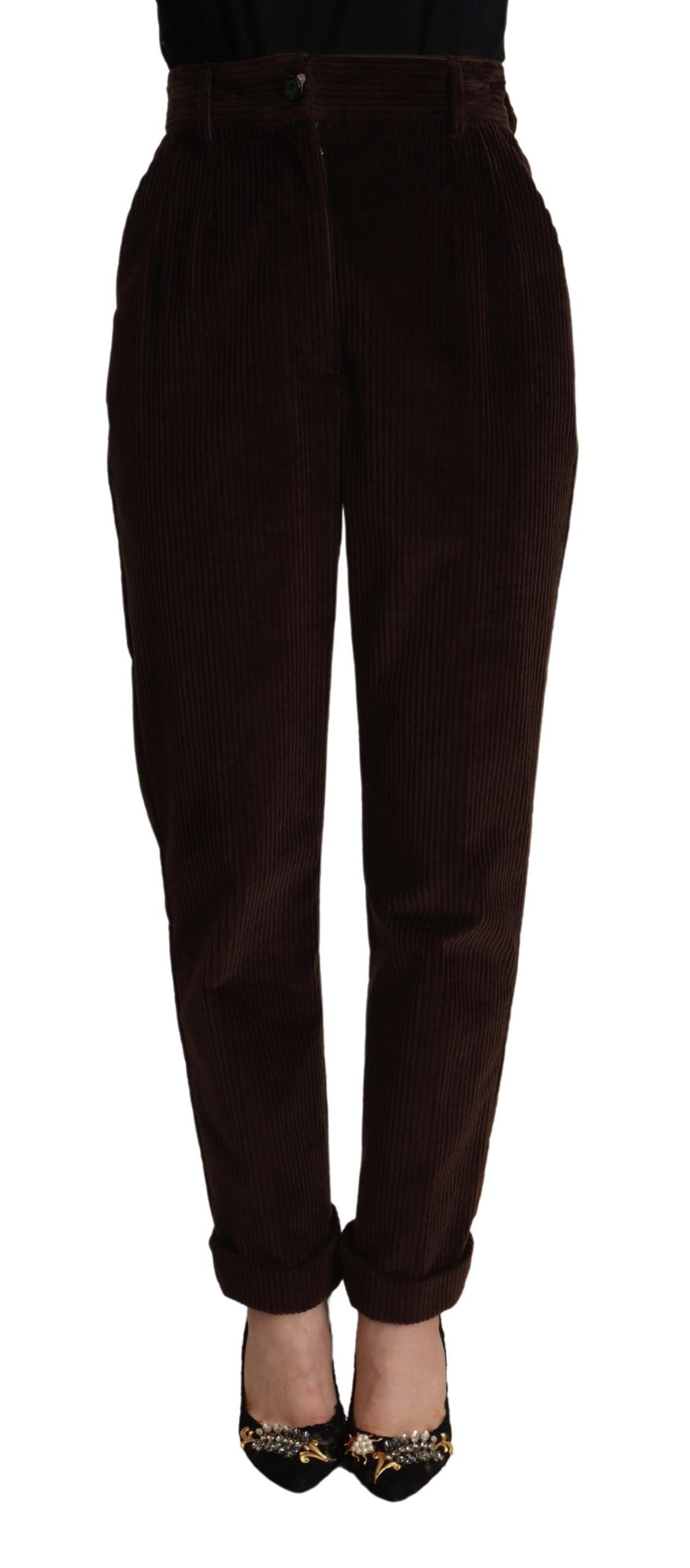 Dolce &amp; Gabbana Pantalon fuselé en coton velours côtelé bordeaux