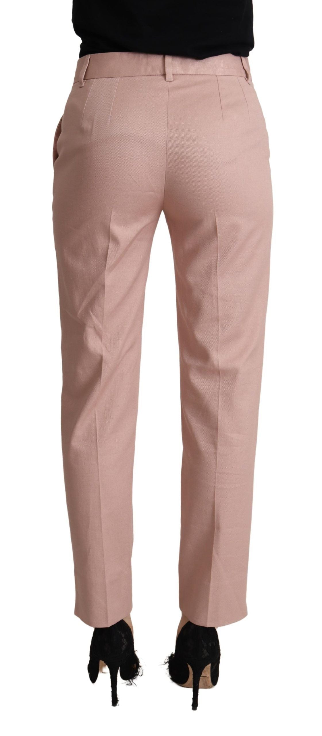 Dolce &amp; Gabbana Pantalon fuselé taille moyenne en coton rose