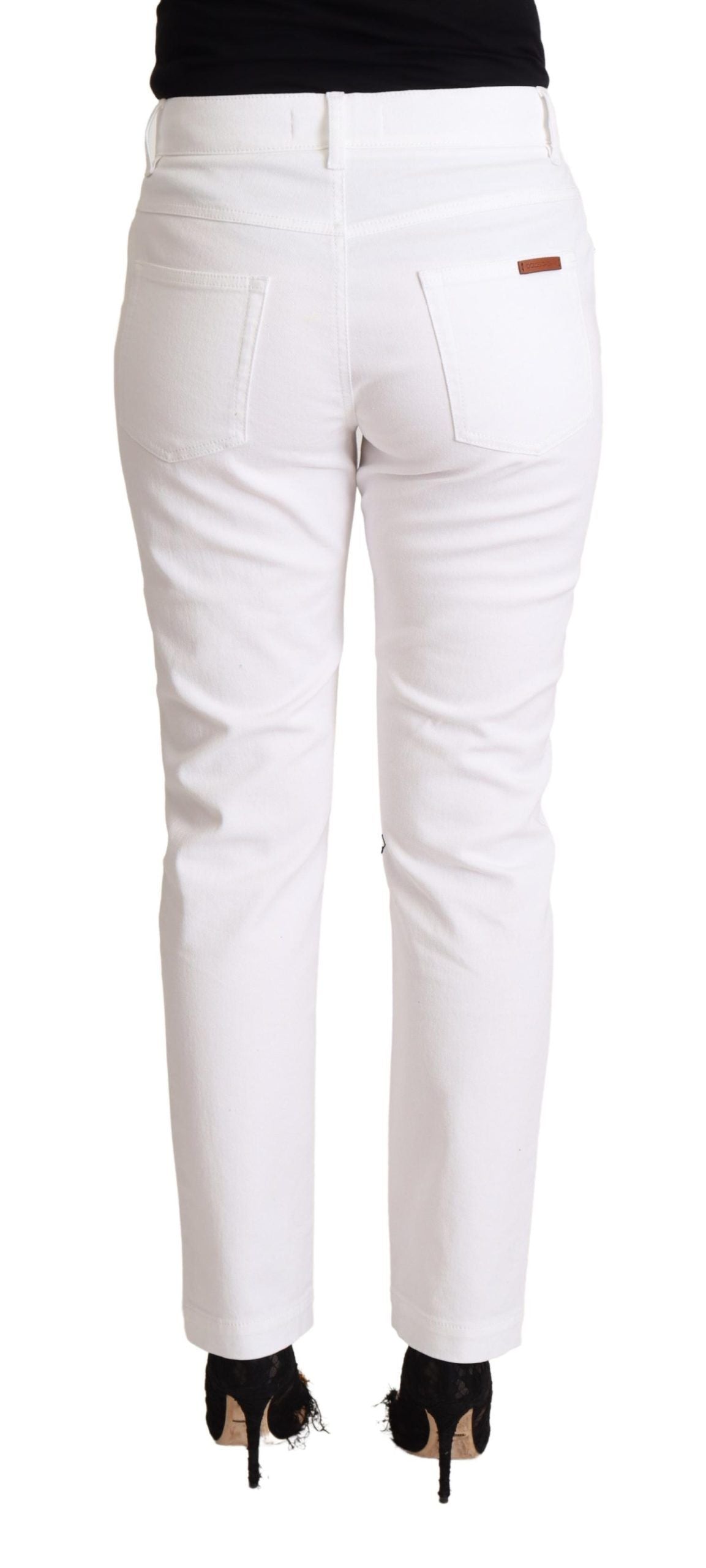 Dolce &amp; Gabbana Jean fuselé en denim taille moyenne en coton blanc