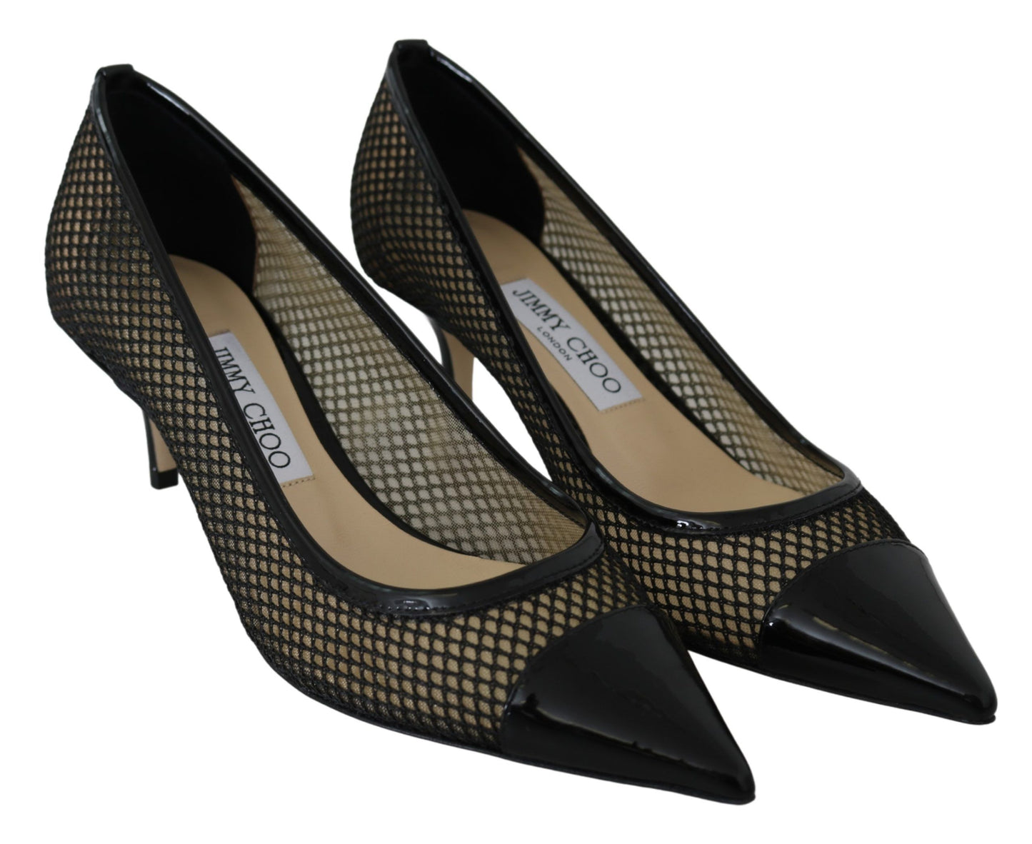 Jimmy Choo Amika 50 Pumps aus schwarzem Mesh und Leder