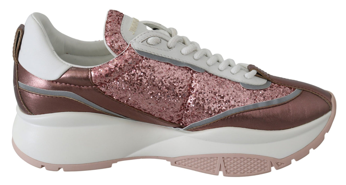 Rosa Candyfloss-Leder-Raine-Sneaker von Jimmy Choo