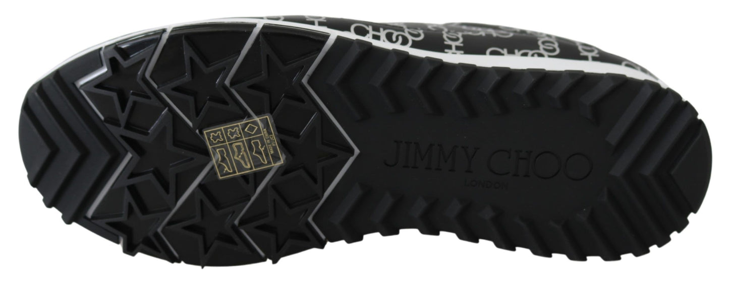 Jimmy Choo Baskets Monza en cuir noir et argenté