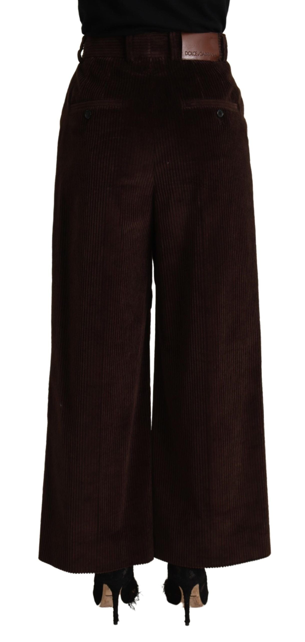 Dolce &amp; Gabbana Pantalon taille haute en coton noir Pantalon large