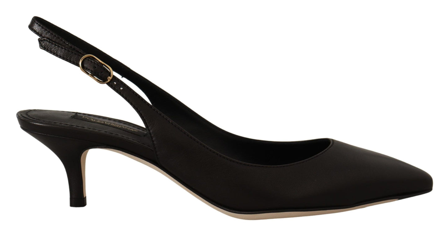 Dolce &amp; Gabbana Schwarze Leder-Slingbacks-Pumps-Schuhe