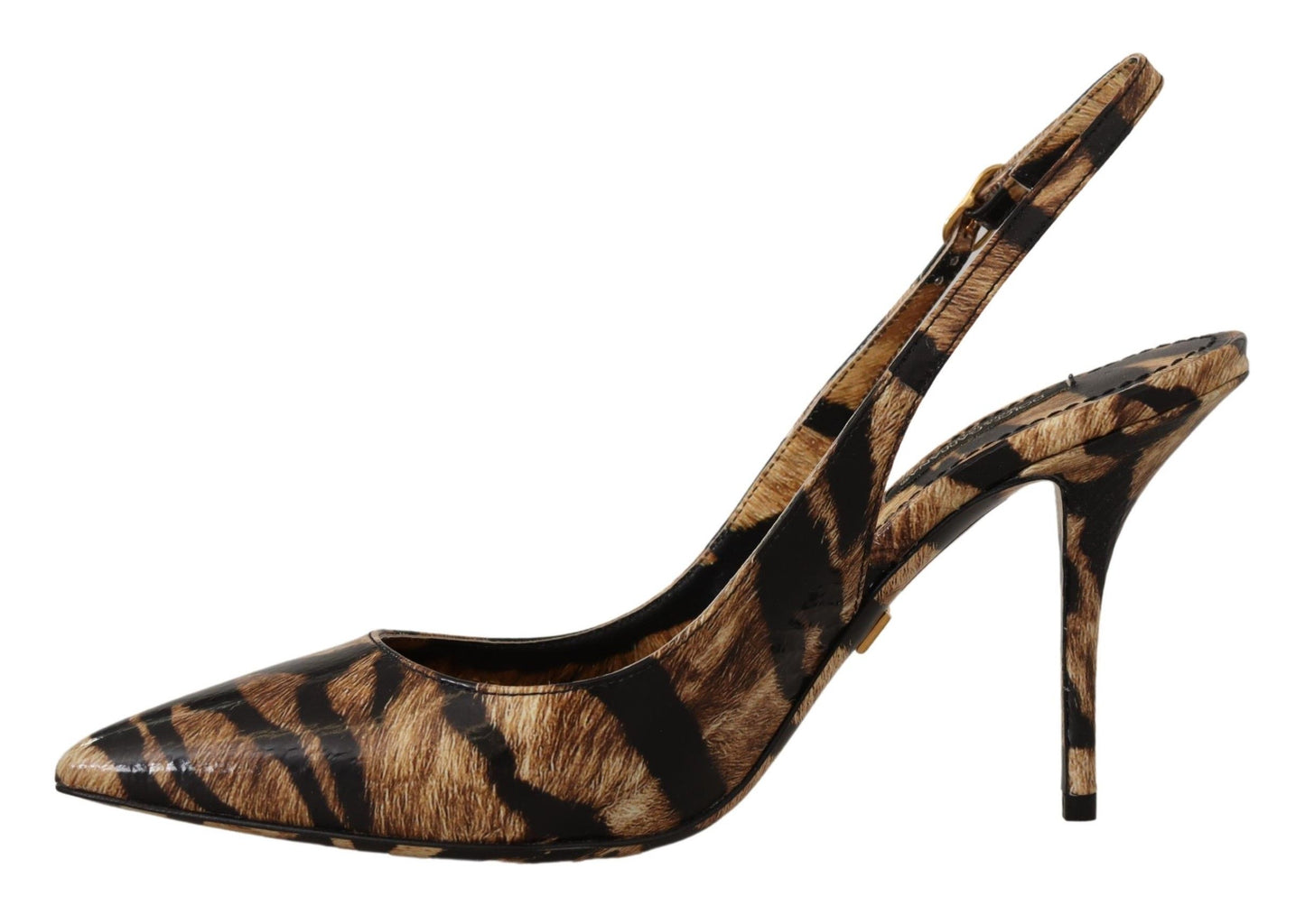 Dolce &amp; Gabbana Chaussures Tigre en Cuir Slingbacks Marron